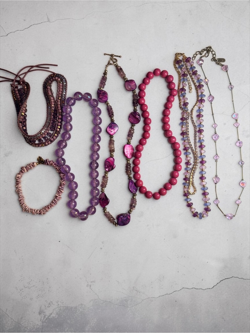 Assorted Pink and Purple Women’s Beaded Necklace Set